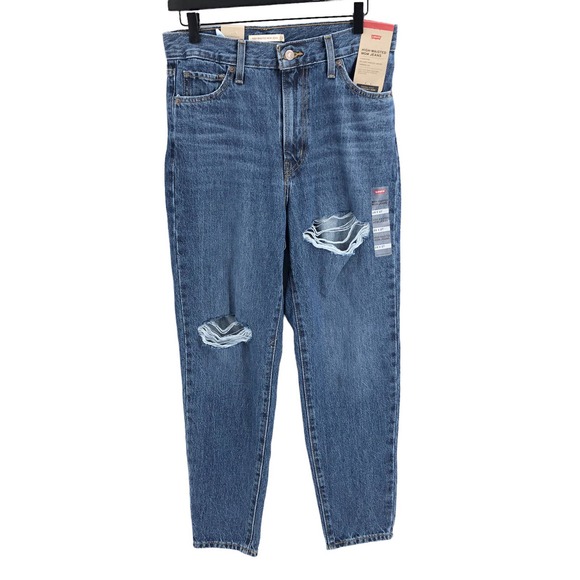Levi's NEW Womens Size 28 X 27 High Waisted Distressed Mom Jeans Medium Wash - Picture 1 of 6